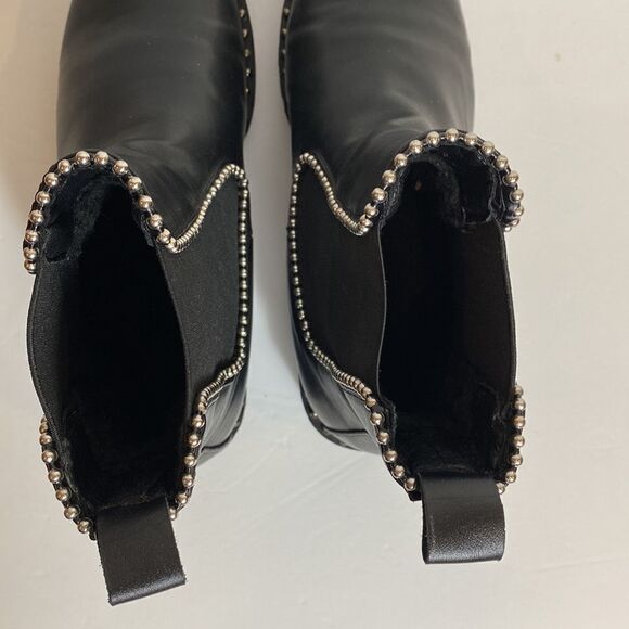 Black faux leather studded ankle booties size 8 - Picture 6 of 7